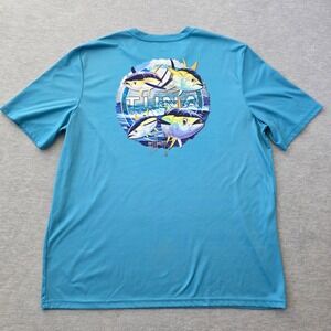 Guy Harvey Performance T-Shirt Men's 2X Blue Short Sleeve Moisture Fishing Tee